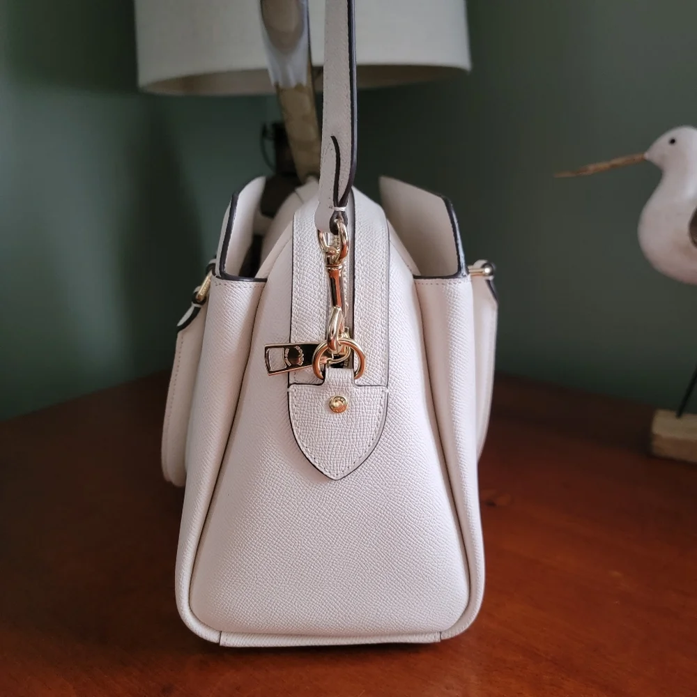 Coach CH290 Darcie Carryall White Cream Crossgrain Leather Satchel Bag